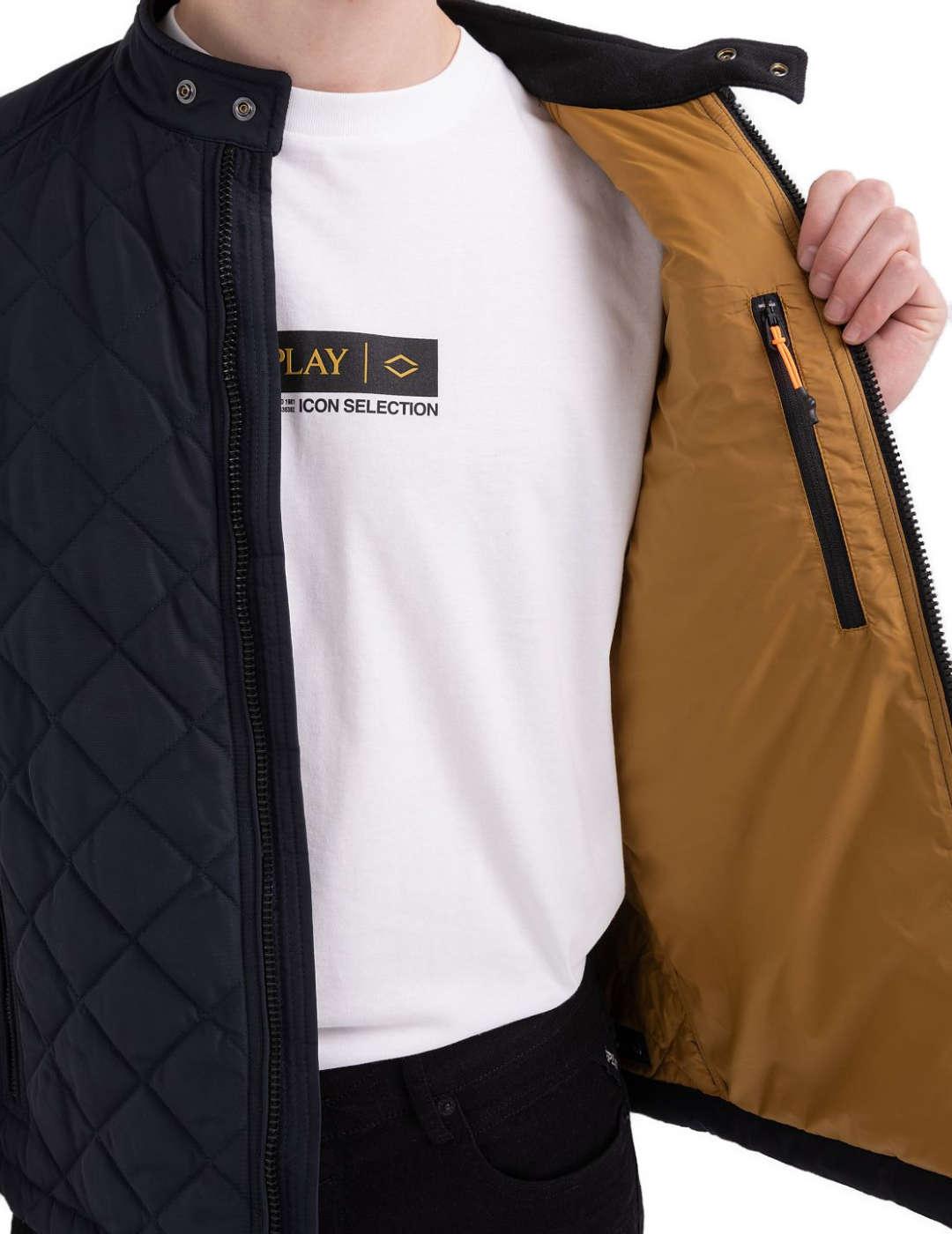 Chaqueta Replay 498 negra acolchada para hombre