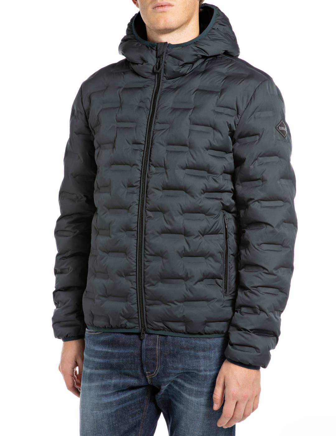 Chaqueta Replay azul acolchada capucha para hombre