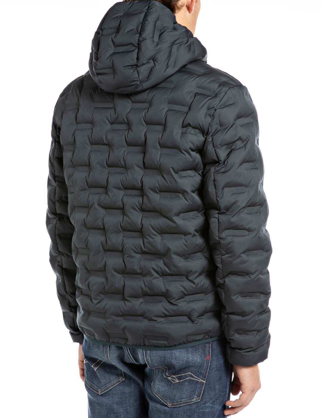 Chaqueta Replay azul acolchada capucha para hombre