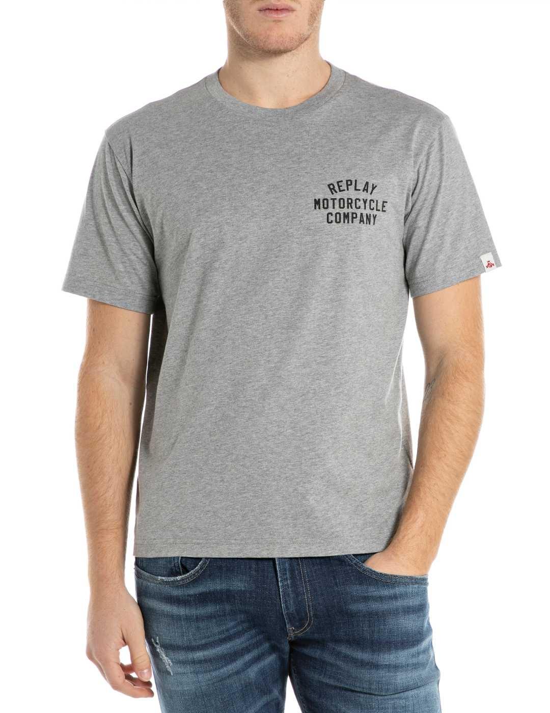 Camiseta Replay gris jaspeado manga corta para hombre