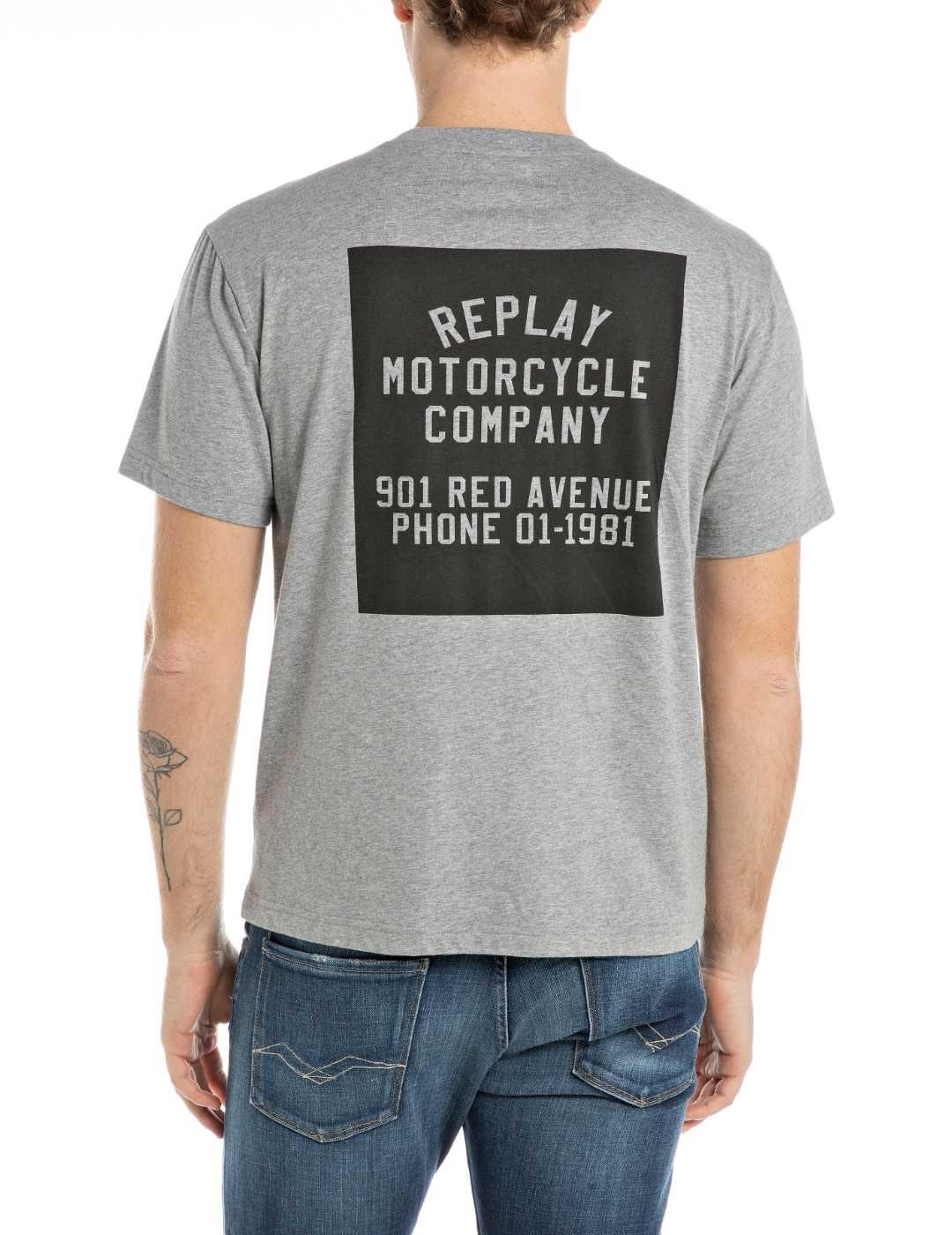 Camiseta Replay gris jaspeado manga corta para hombre