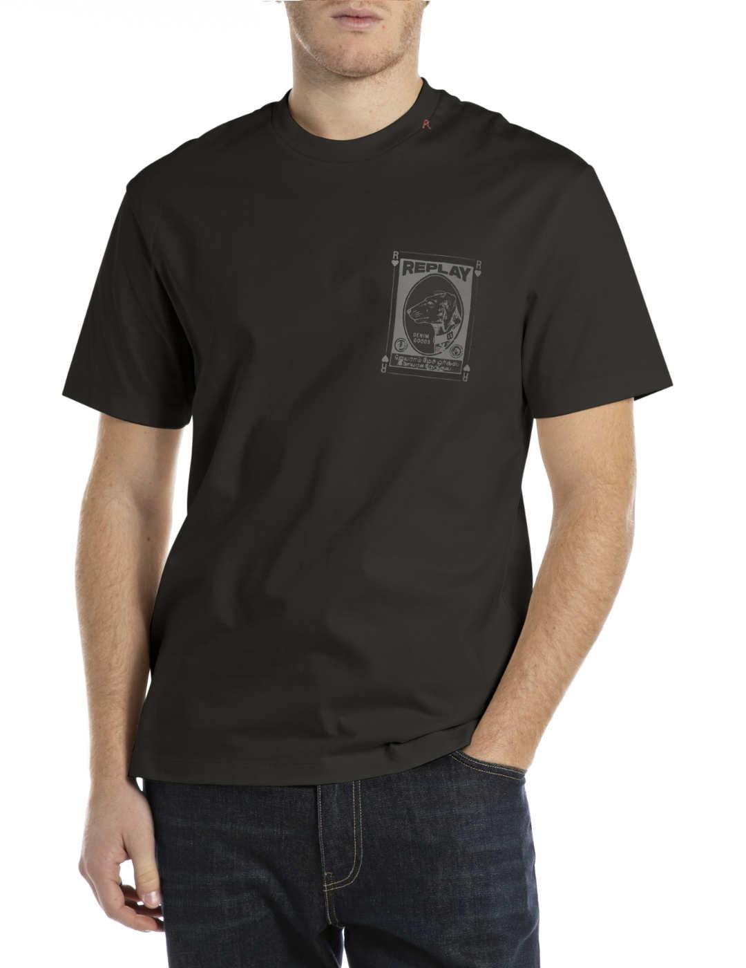 Camiseta Replay negra dibujo espalda perro de hombre