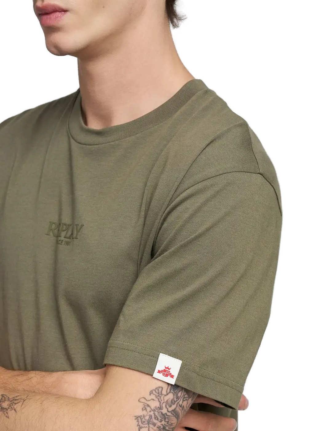 Camiseta Replay verde militar manga corta de hombre