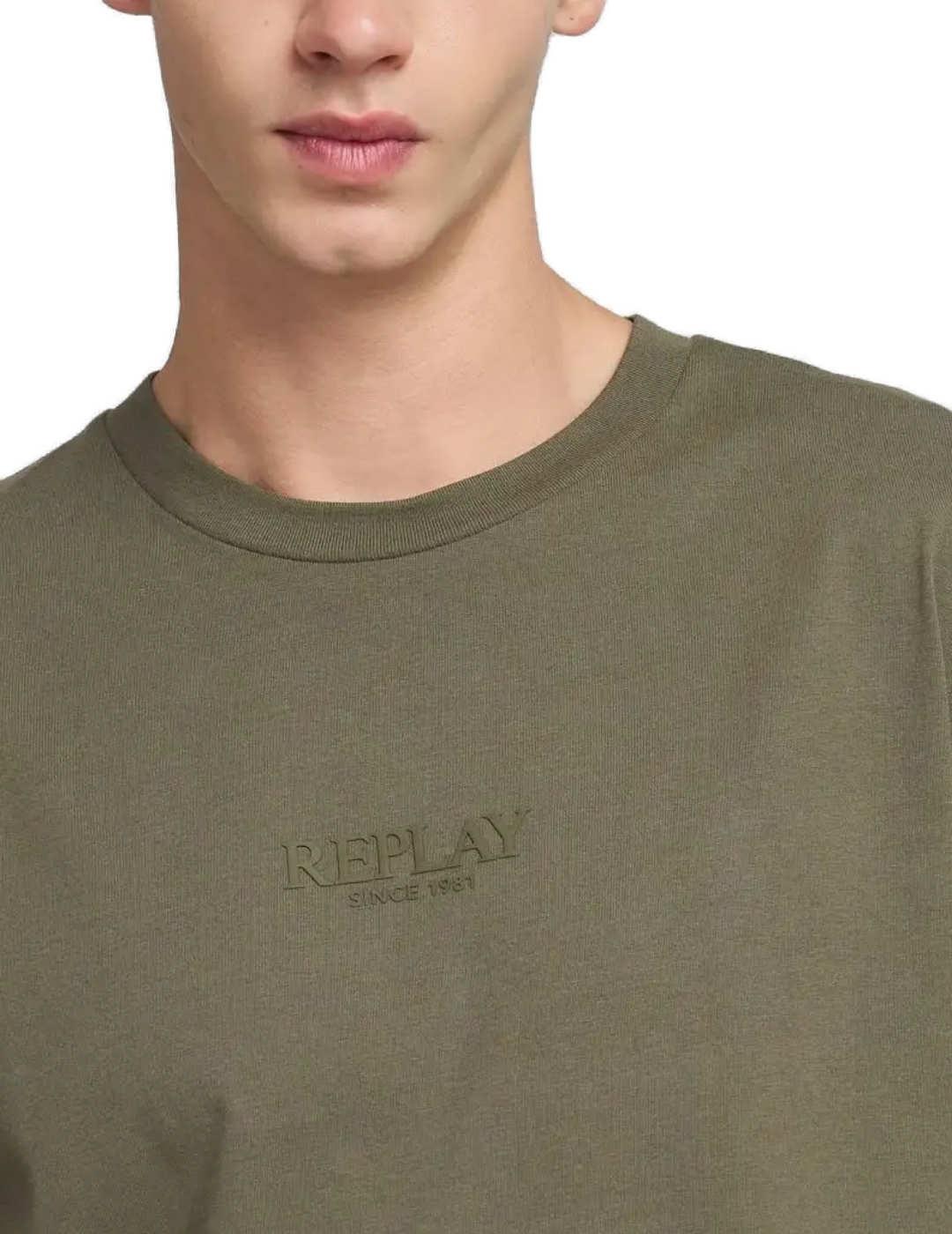 Camiseta Replay verde militar manga corta de hombre