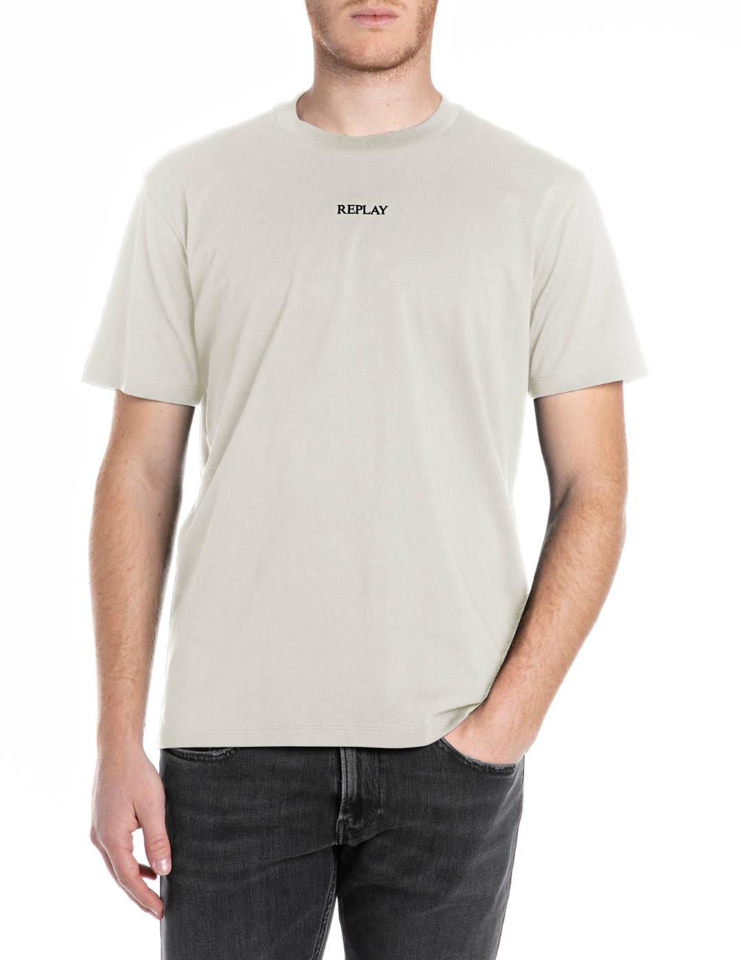 Camiseta Replay beige logo manga corta para hombre