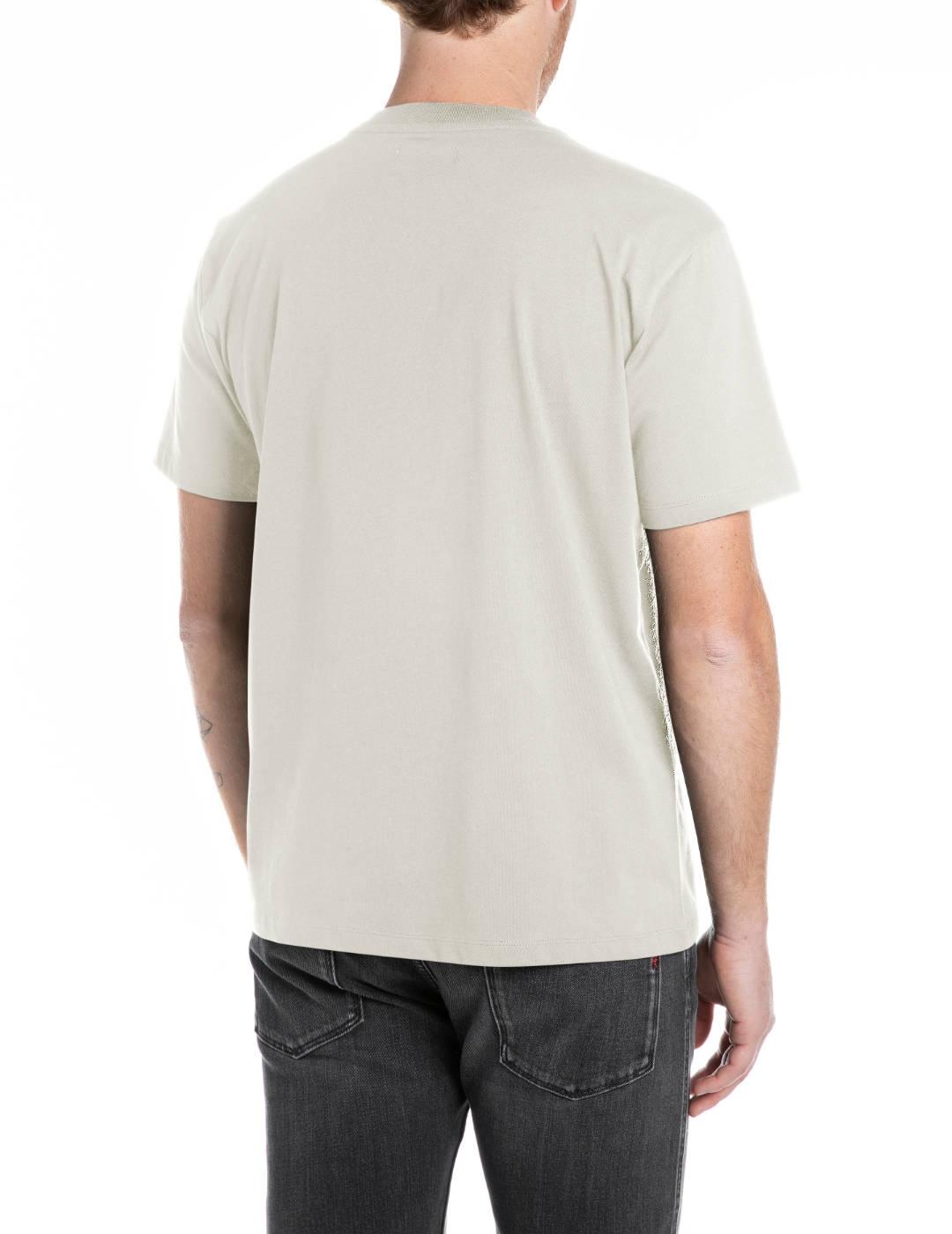 Camiseta Replay beige logo manga corta para hombre