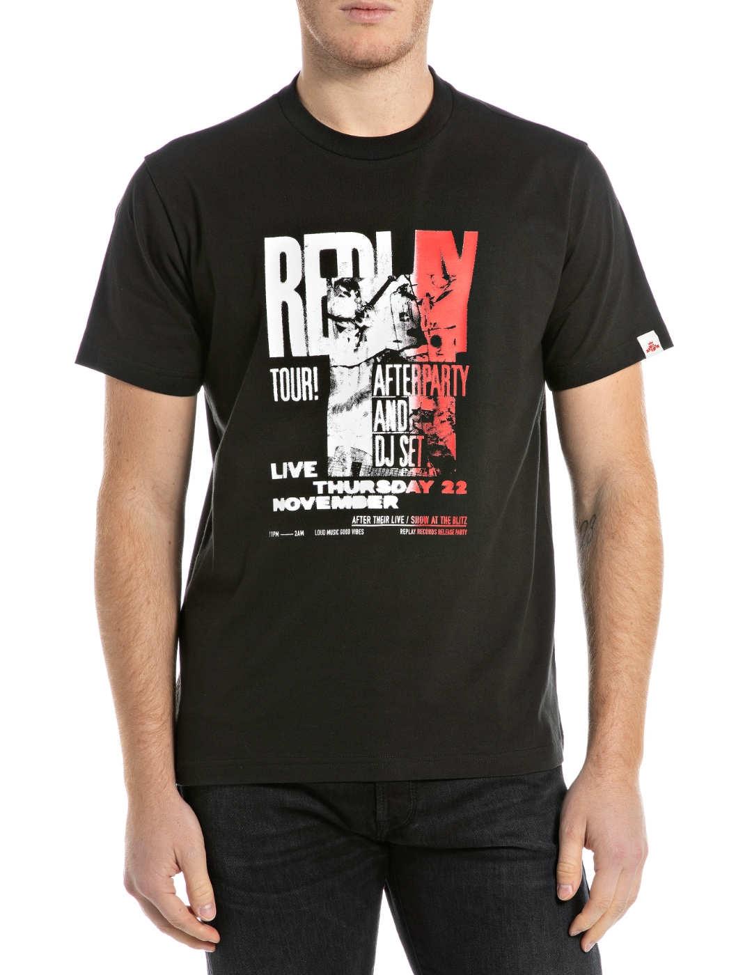Camiseta Replay negra manga corta para hombre