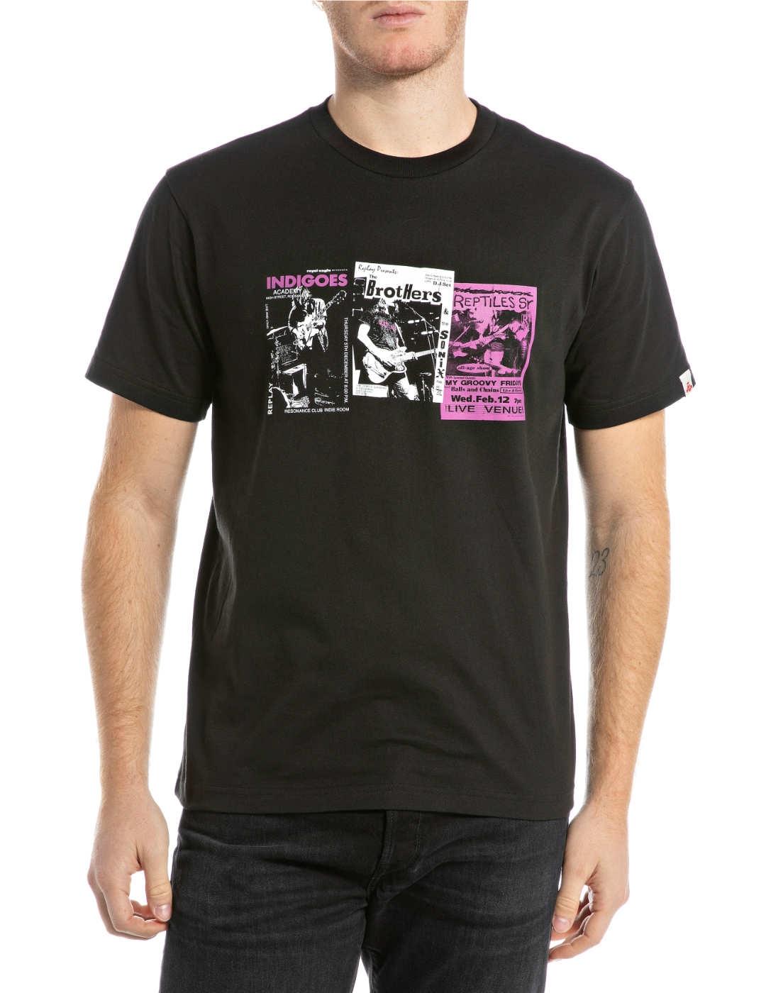 Camiseta Replay negra manga corta para hombre