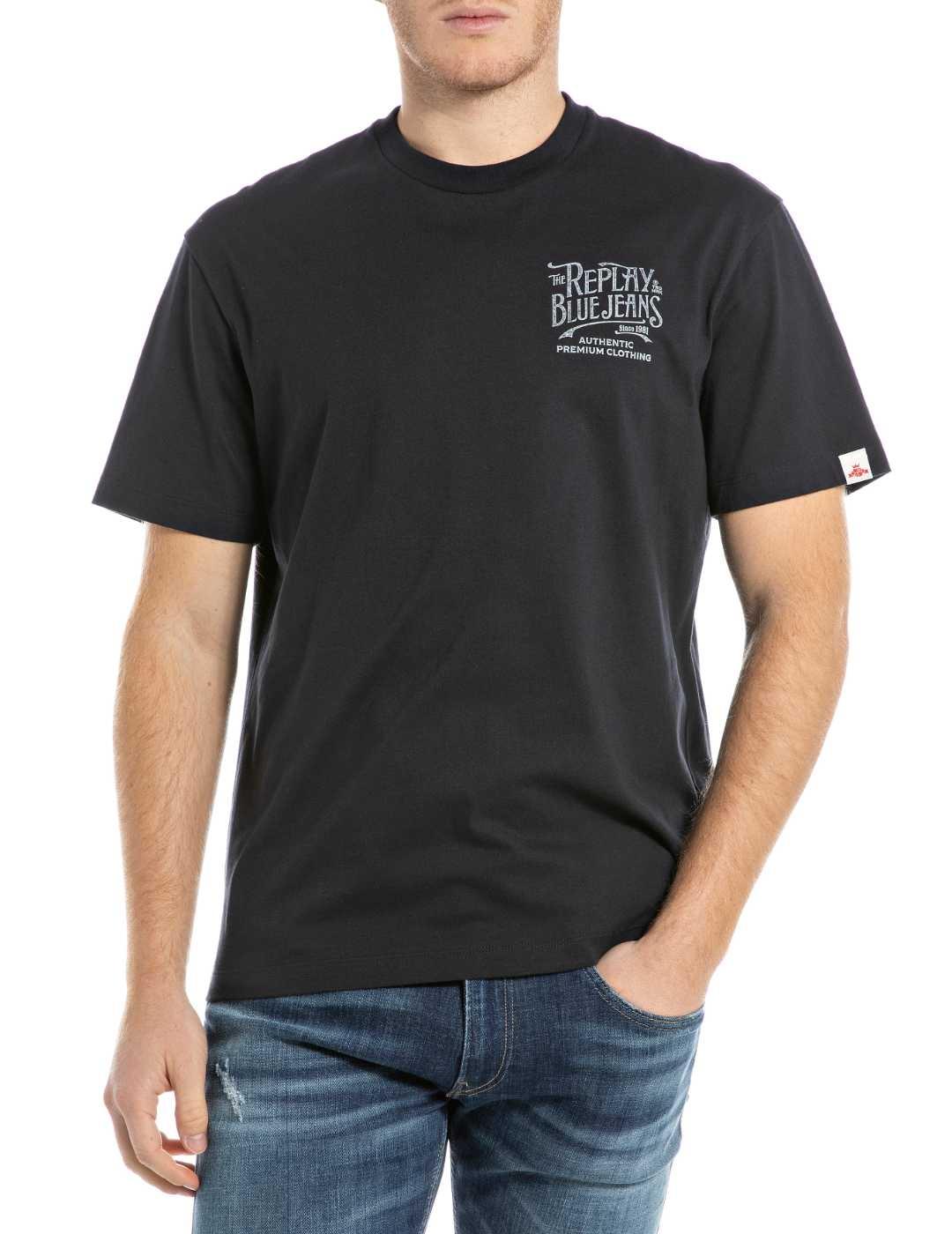 Camiseta Replay negra manga corta Blue Jeans para hombre