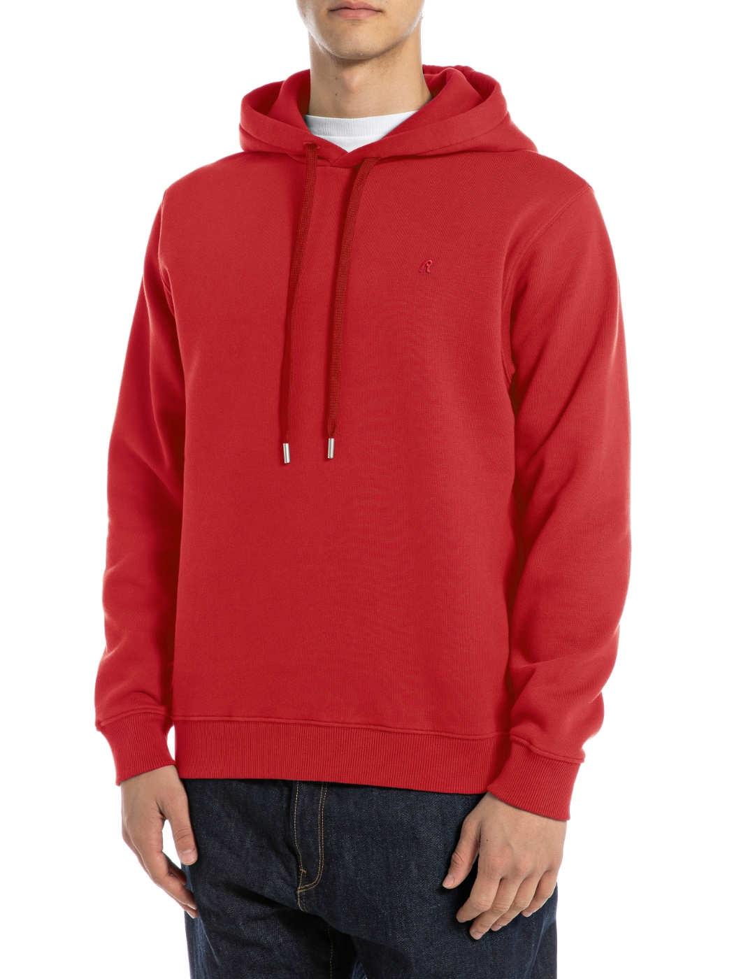 Sudadera Replay roja con capucha regular para hombre