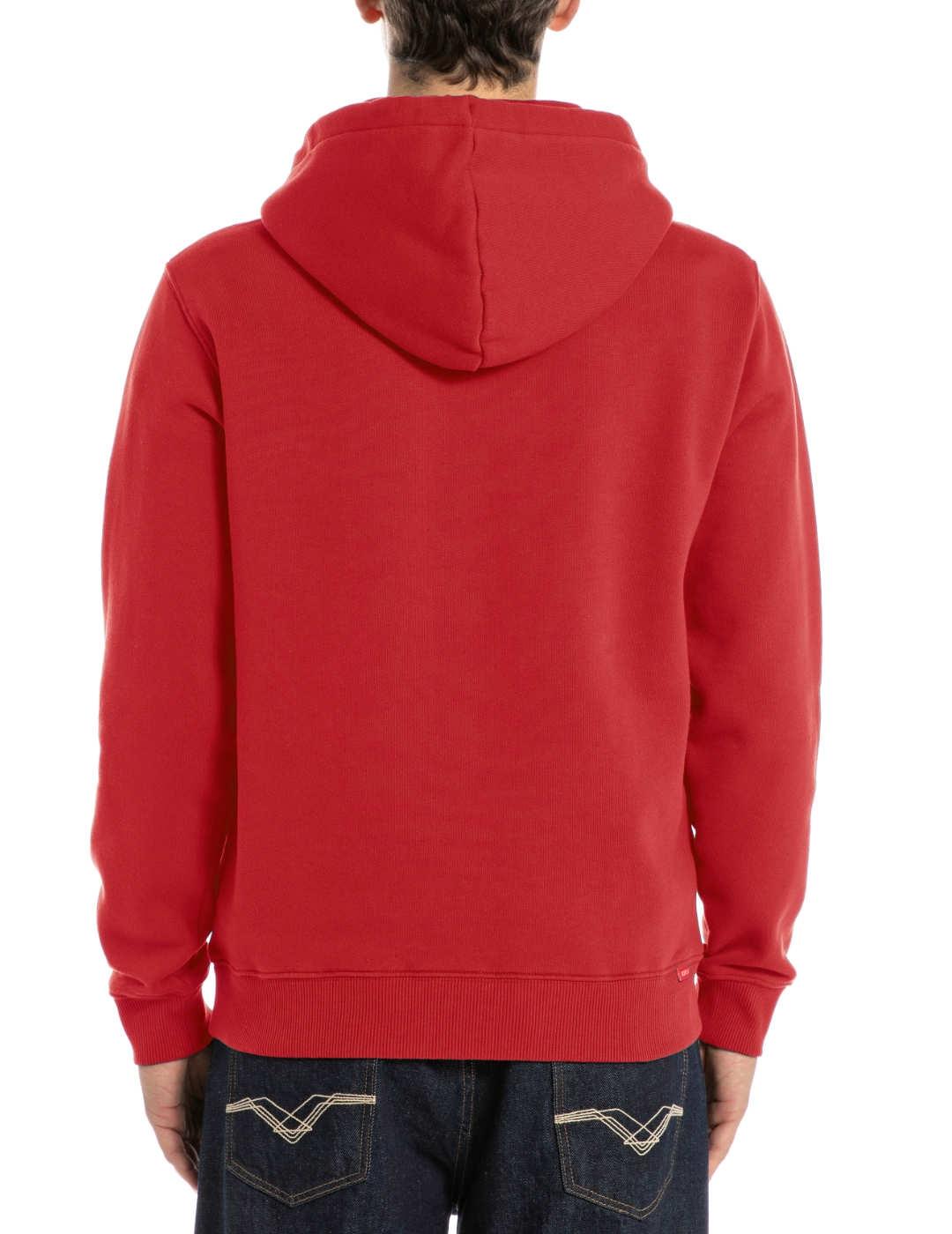 Sudadera Replay roja con capucha regular para hombre