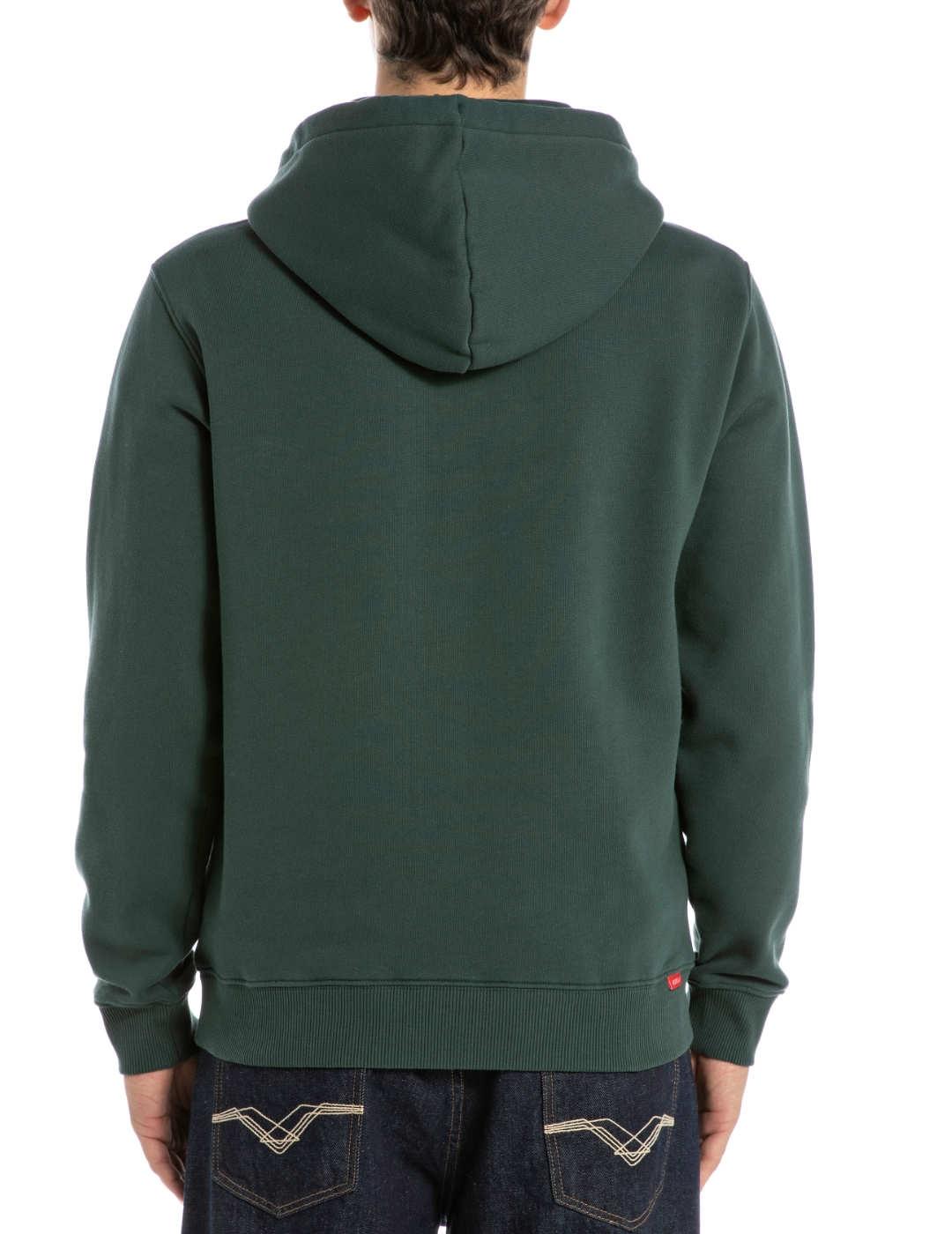Sudadera Replay verde oscuro con capucha para hombre