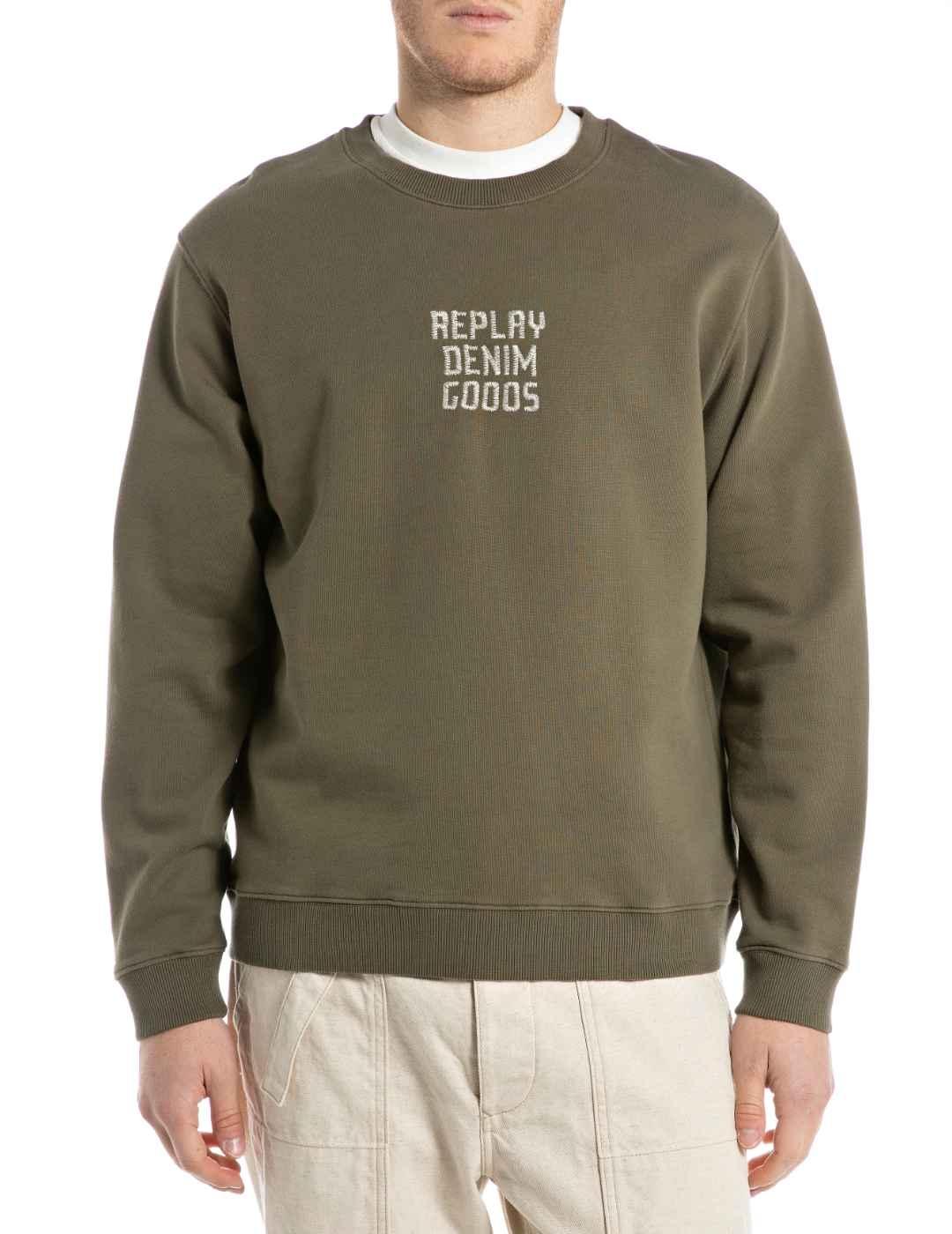 Sudadera Replay verde confeccionada en Algodón de hombre