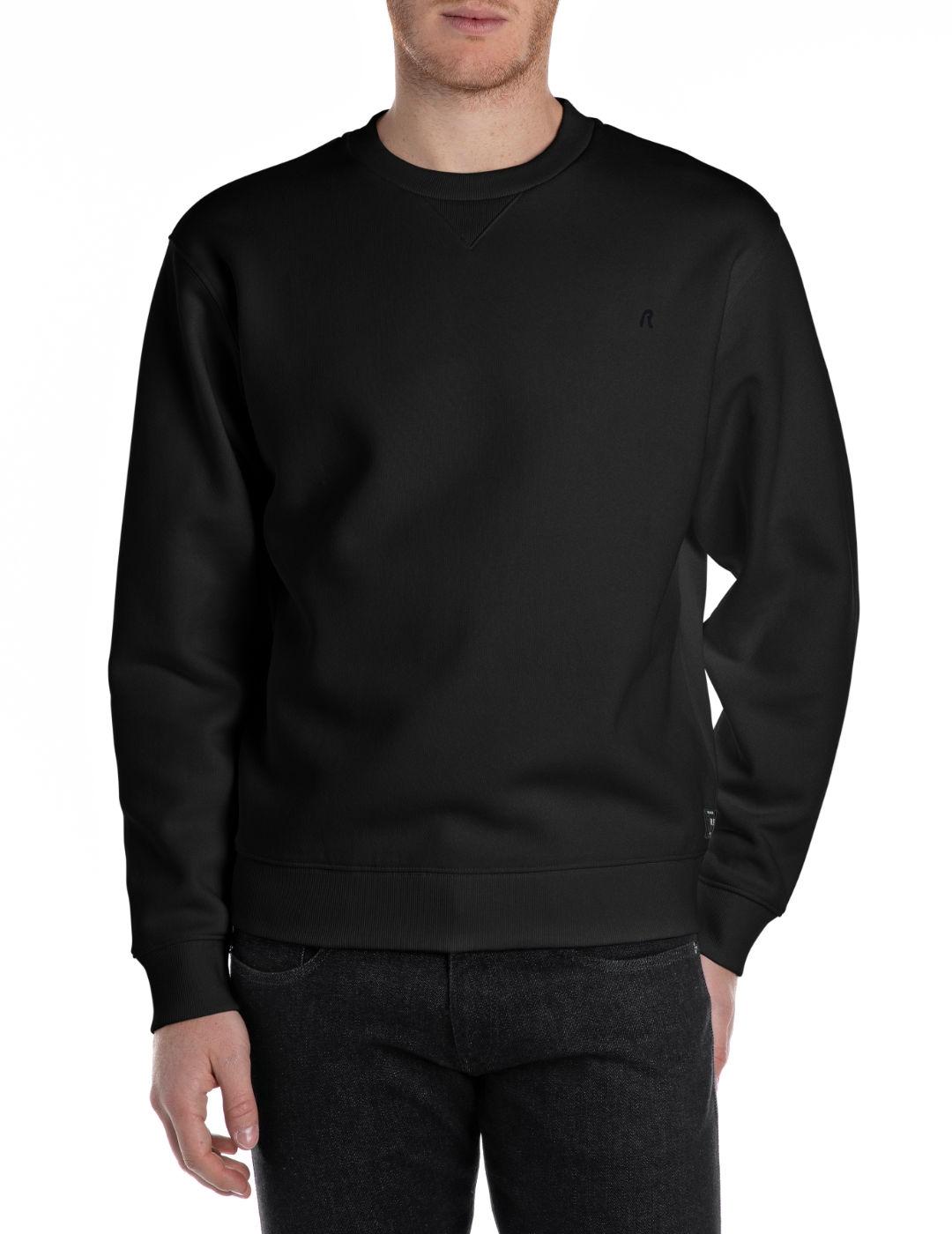 Sudadera Replay negra sin capucha para hombre