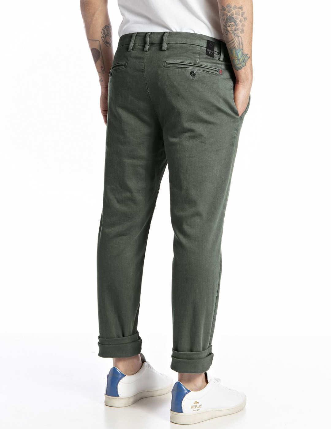 Chino Replay Zeumar 030 verde Hyperflex para hombre