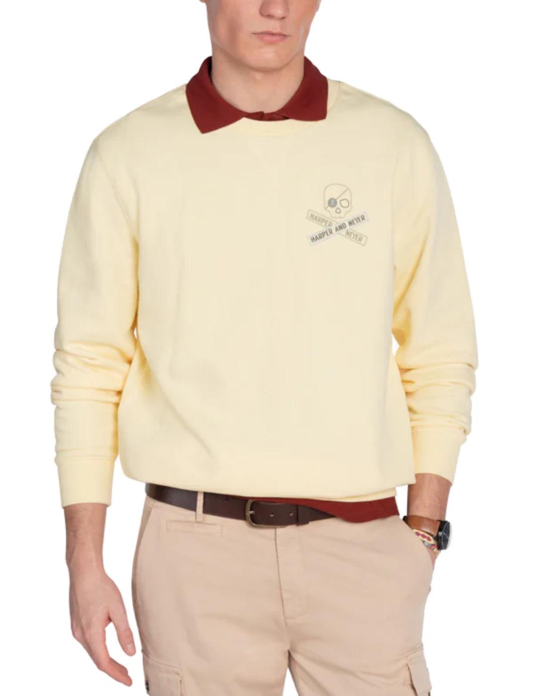 Sudadera Harper&Neyer Aircraft amarilla sin capucha hombre