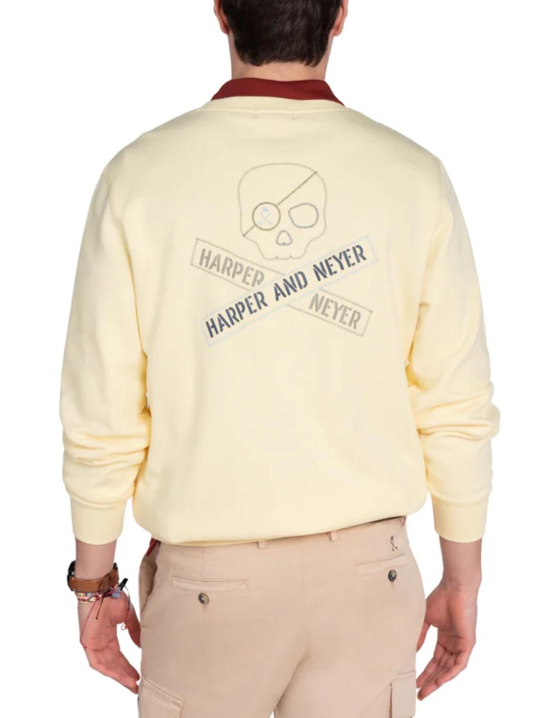 Sudadera Harper&Neyer Aircraft amarilla sin capucha hombre