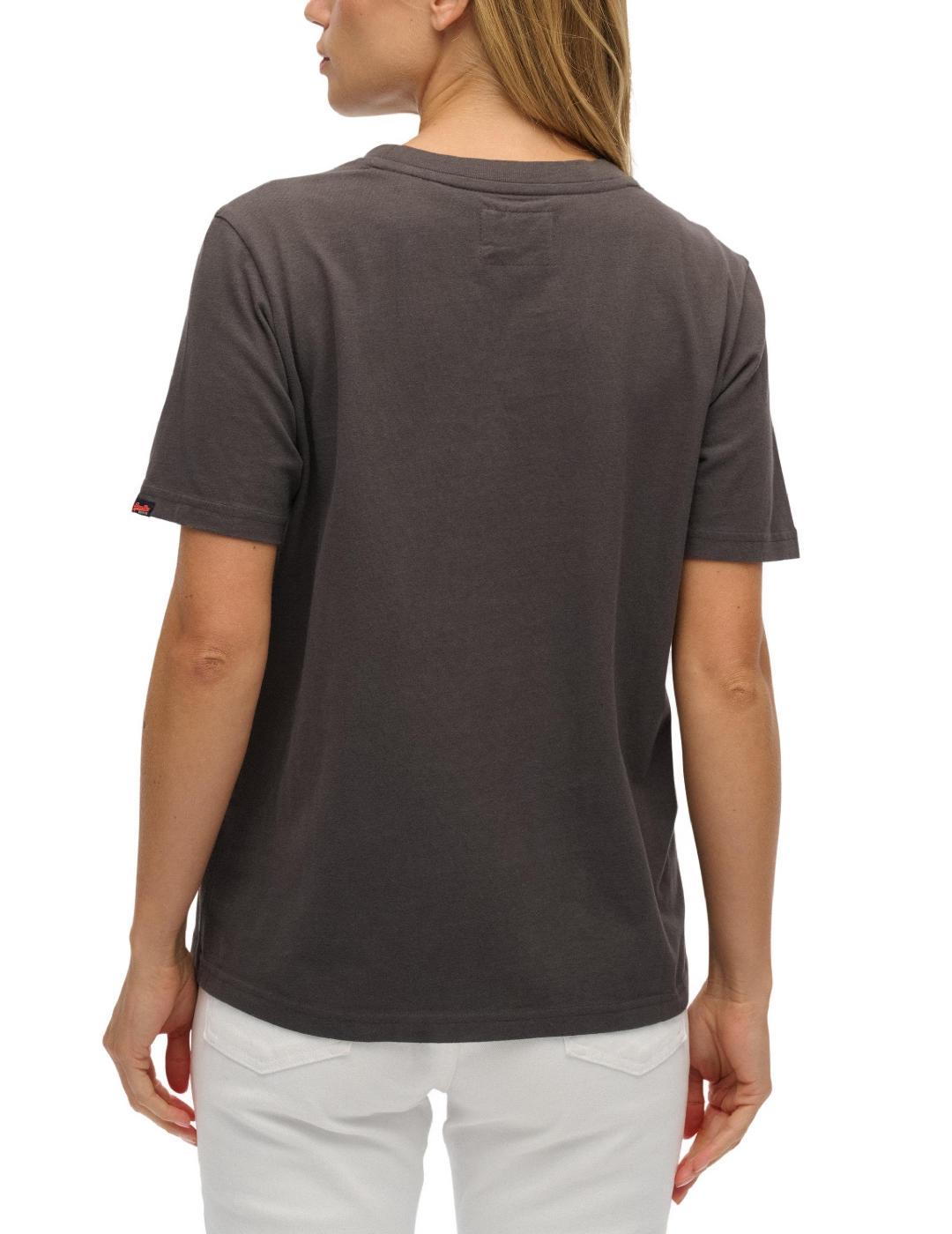 Camiseta Superdry Vintage negro logo cobre para mujer