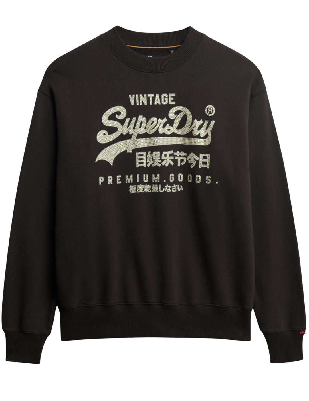 Sudadera Superdry Embellished negro logo blanco para mujer