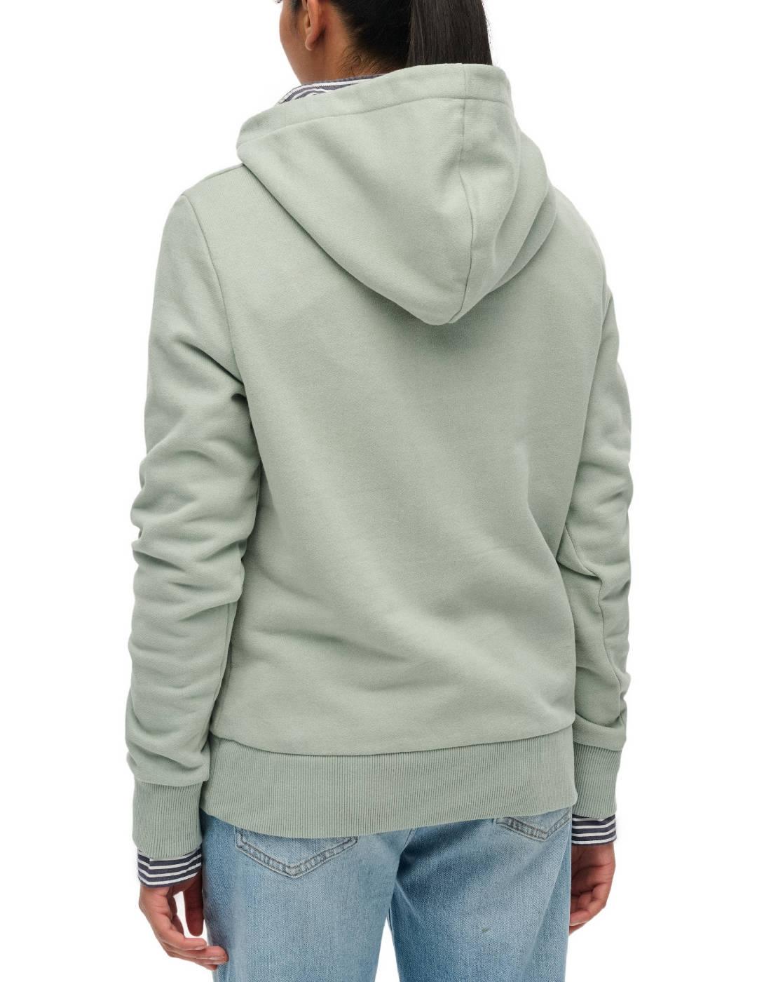 Sudadera Superdry Tokyo verde logo abalorios para mujer