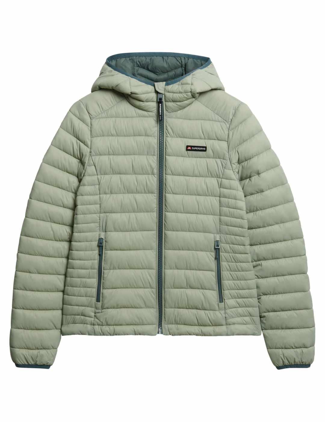 Chaqueta Superdry impermeable verde con capucha de mujer