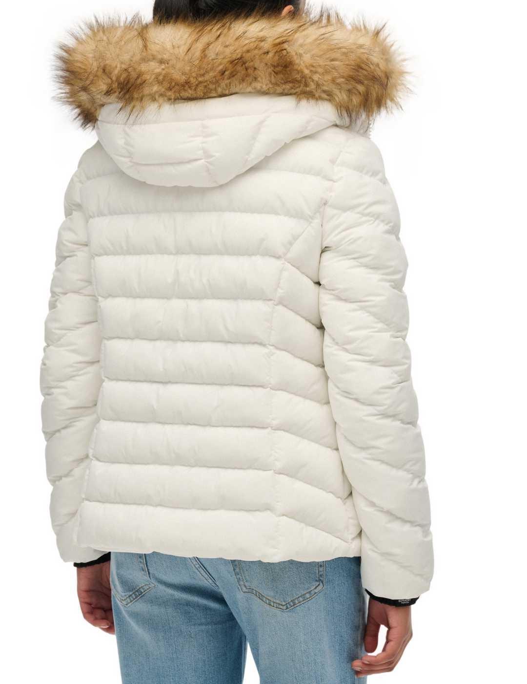Plumas Superdry Fuji acolchado impermeable blanco mujer