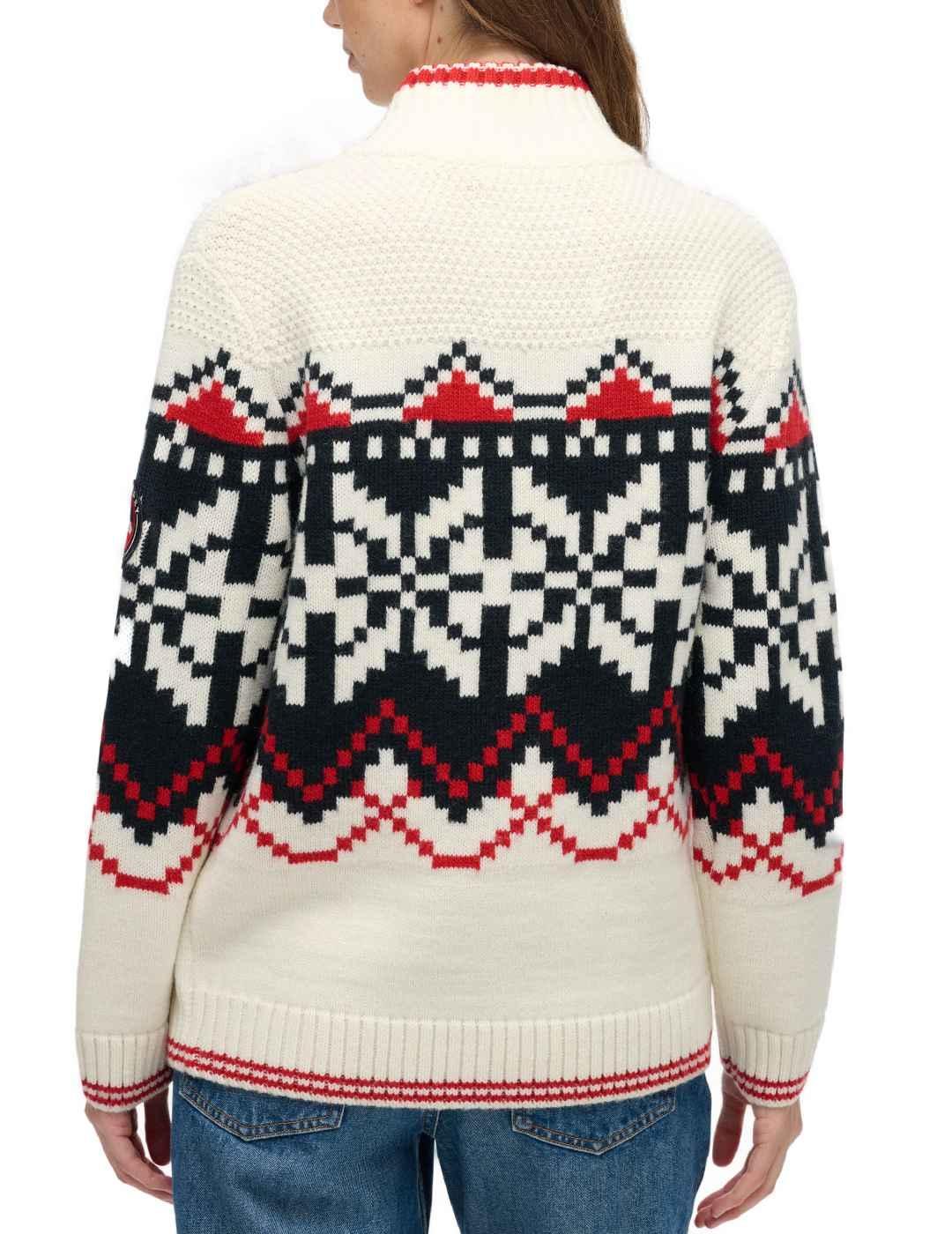 Jersey Superdry Intarsia crudo media cremallera de mujer