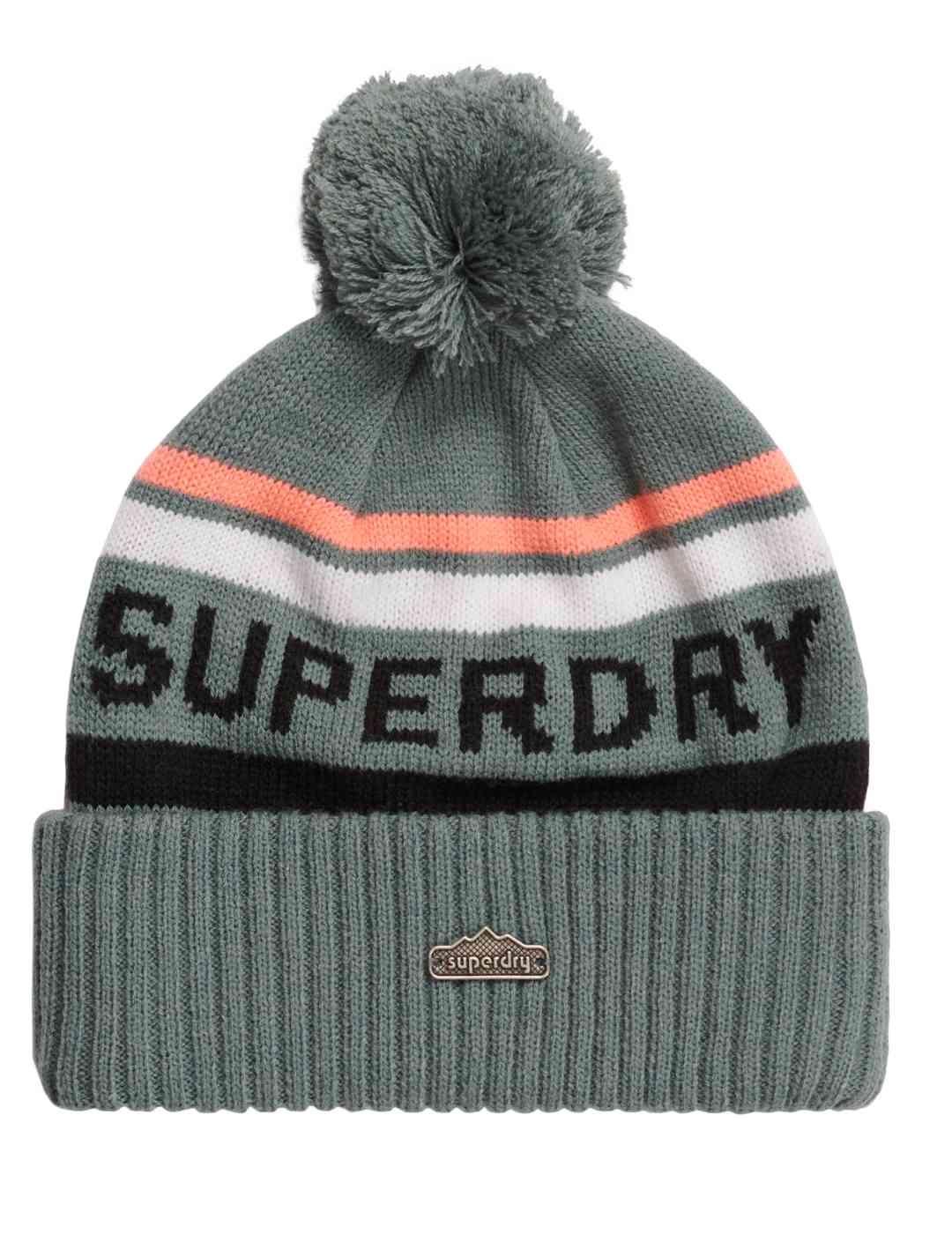 Gorro Superdry con dobladillo logotipo azul para mujer
