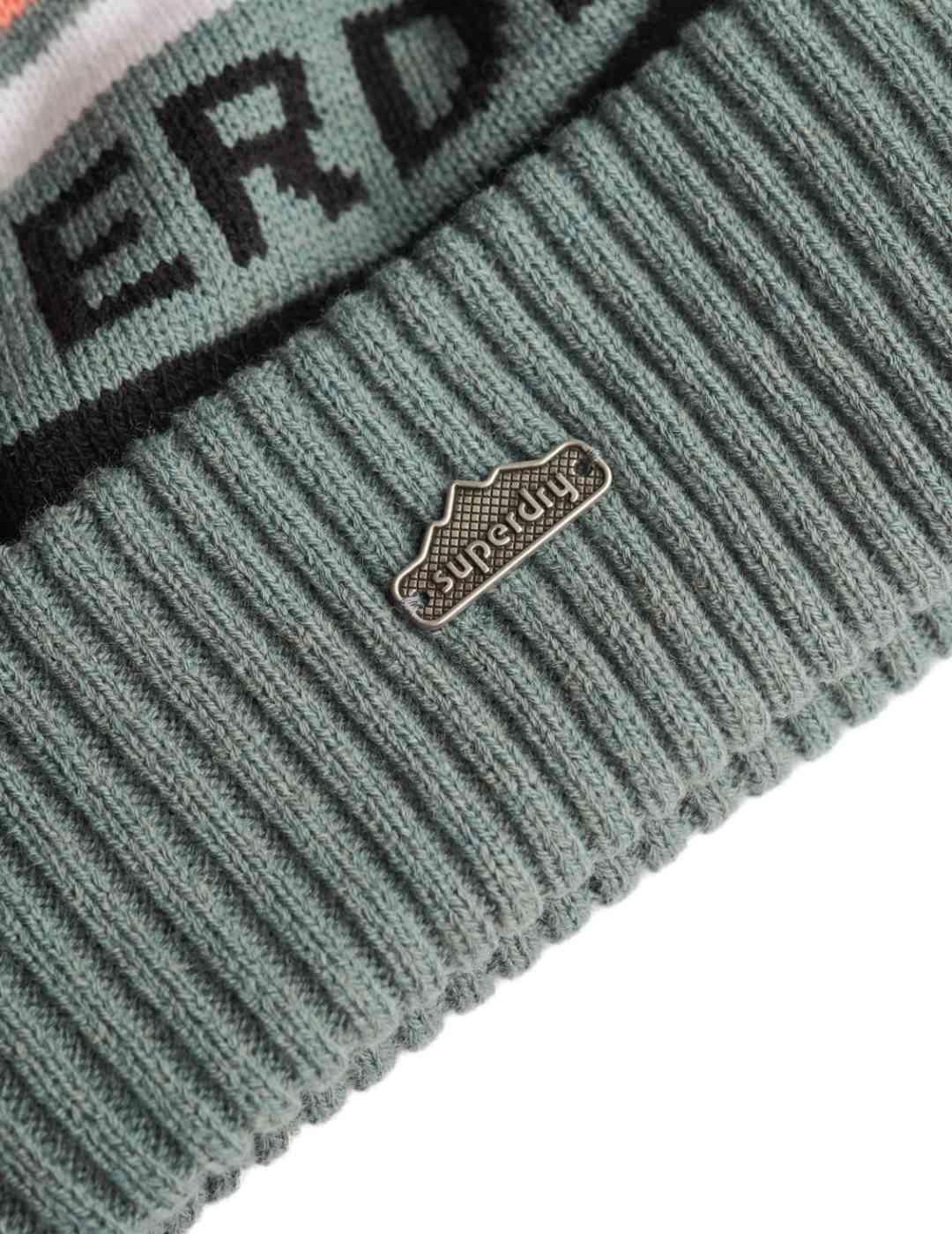 Gorro Superdry con dobladillo logotipo azul para mujer