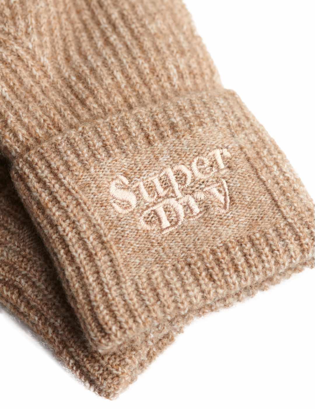 Guantes Superdry de punto marrón claro con lana de mujer