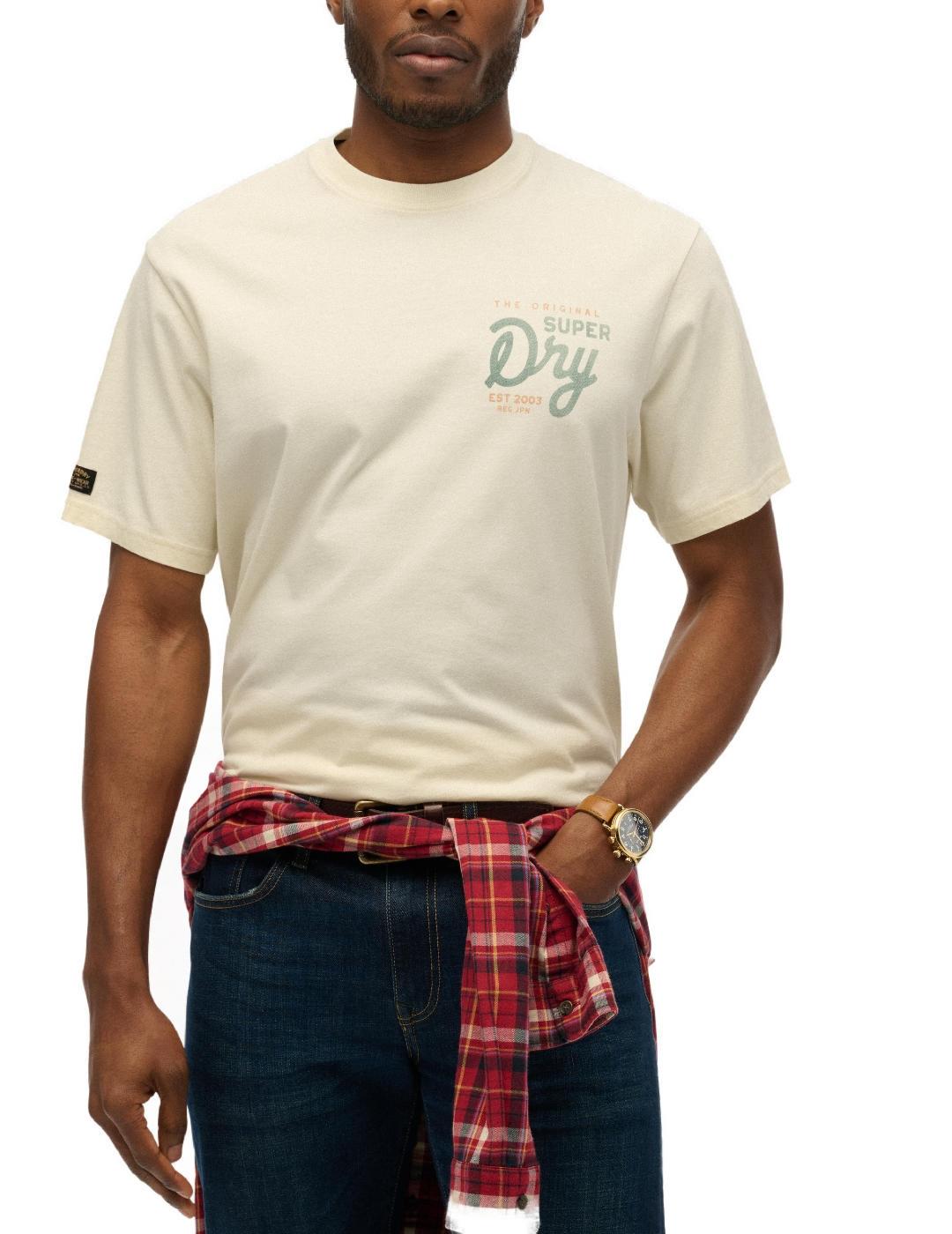 Camiseta Superdry Tap Room corte oversize blanco para hombre