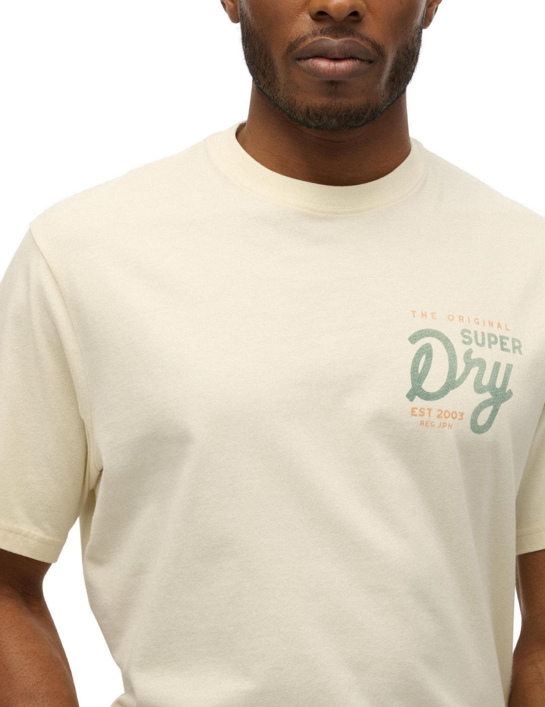 Camiseta Superdry Tap Room corte oversize blanco para hombre