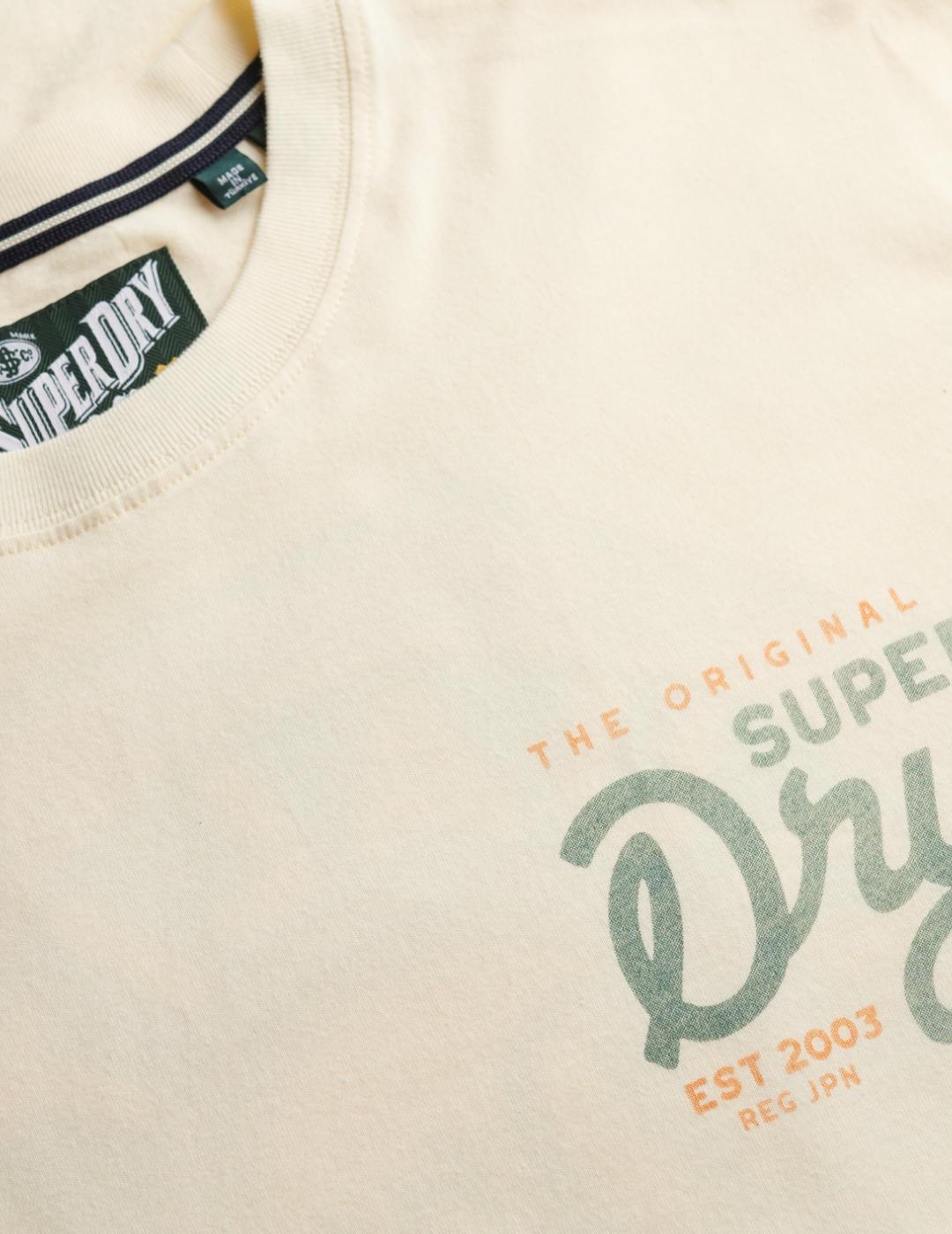 Camiseta Superdry Tap Room corte oversize blanco para hombre