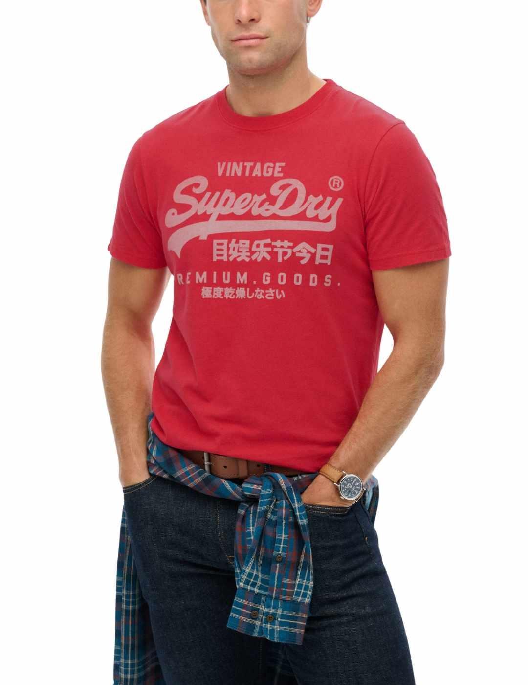 Camiseta Superdry Vintage rojomanga corta para hombre