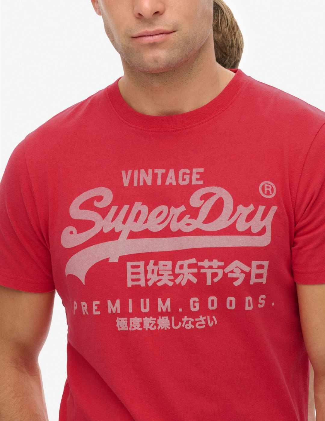 Camiseta Superdry Vintage rojomanga corta para hombre