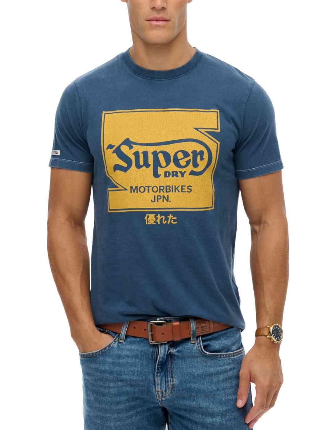 Camiseta Superdry Auto azul manga corta para hombre