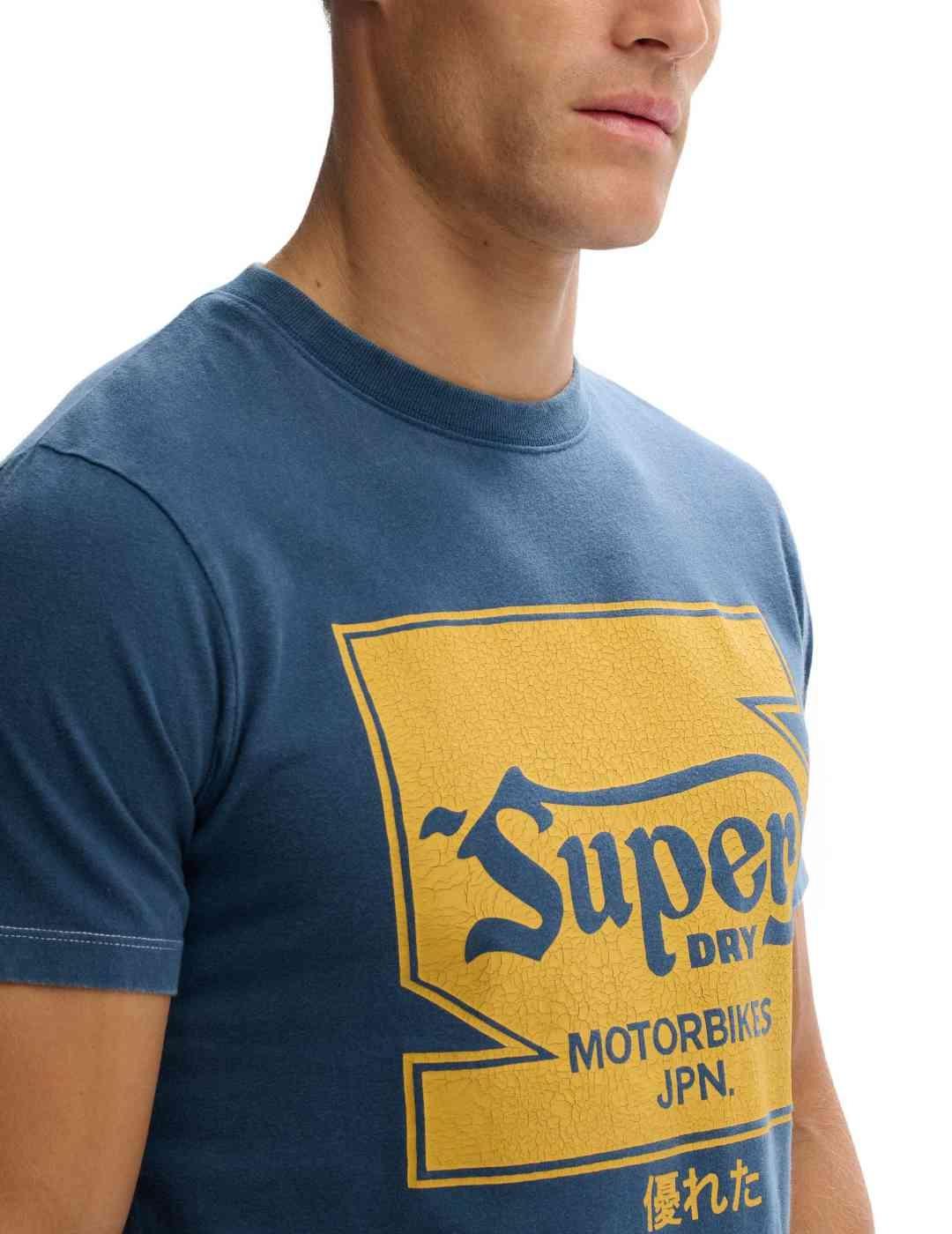 Camiseta Superdry Auto azul manga corta para hombre