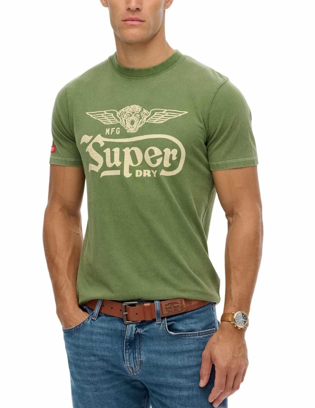 Camiseta Superdry Auto verde manga corta para hombre