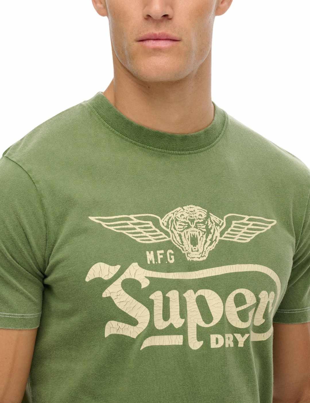 Camiseta Superdry Auto verde manga corta para hombre