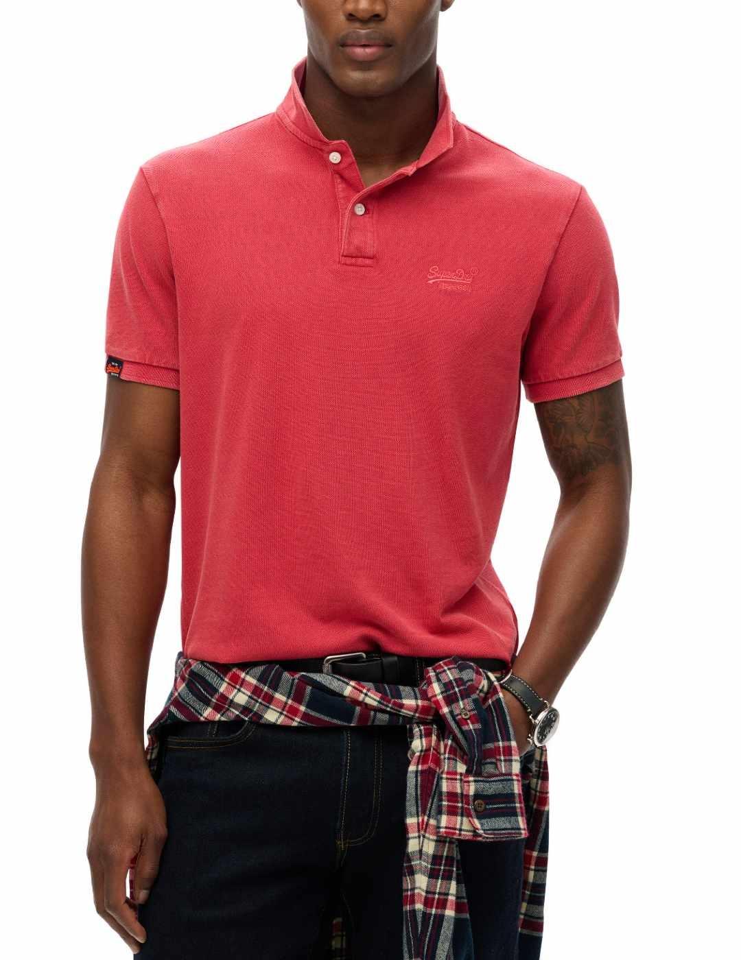 Polo Superdry Vintage rojo logo manga corta para hombre