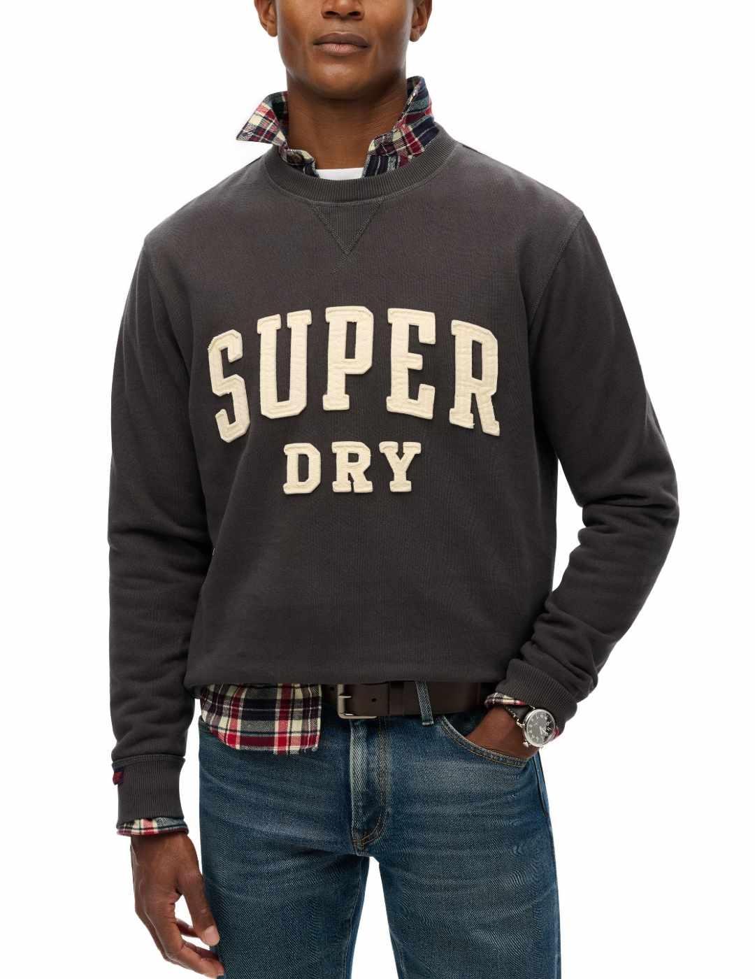 Sudadera Superdry Athletic negro sin capucha para hombre