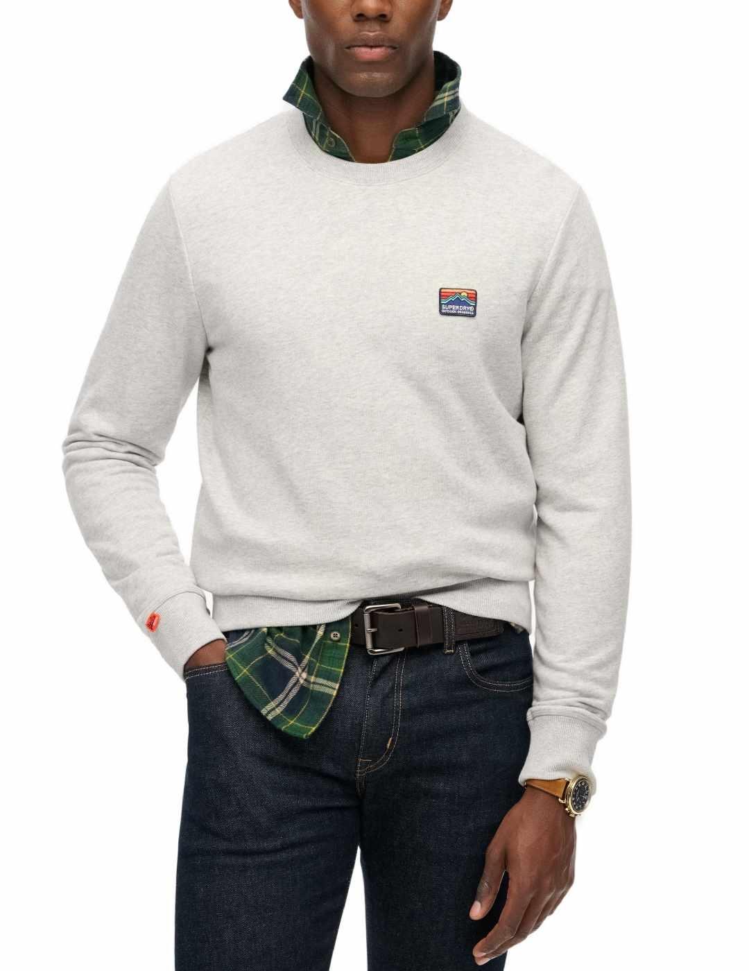 Sudadera Superdry Great gris vigoré sin capucha para hombre