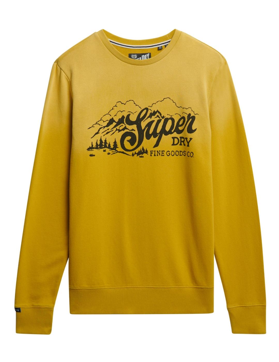 Sudadera Superdry Lo-Fi amarillo sin capucha para hombre