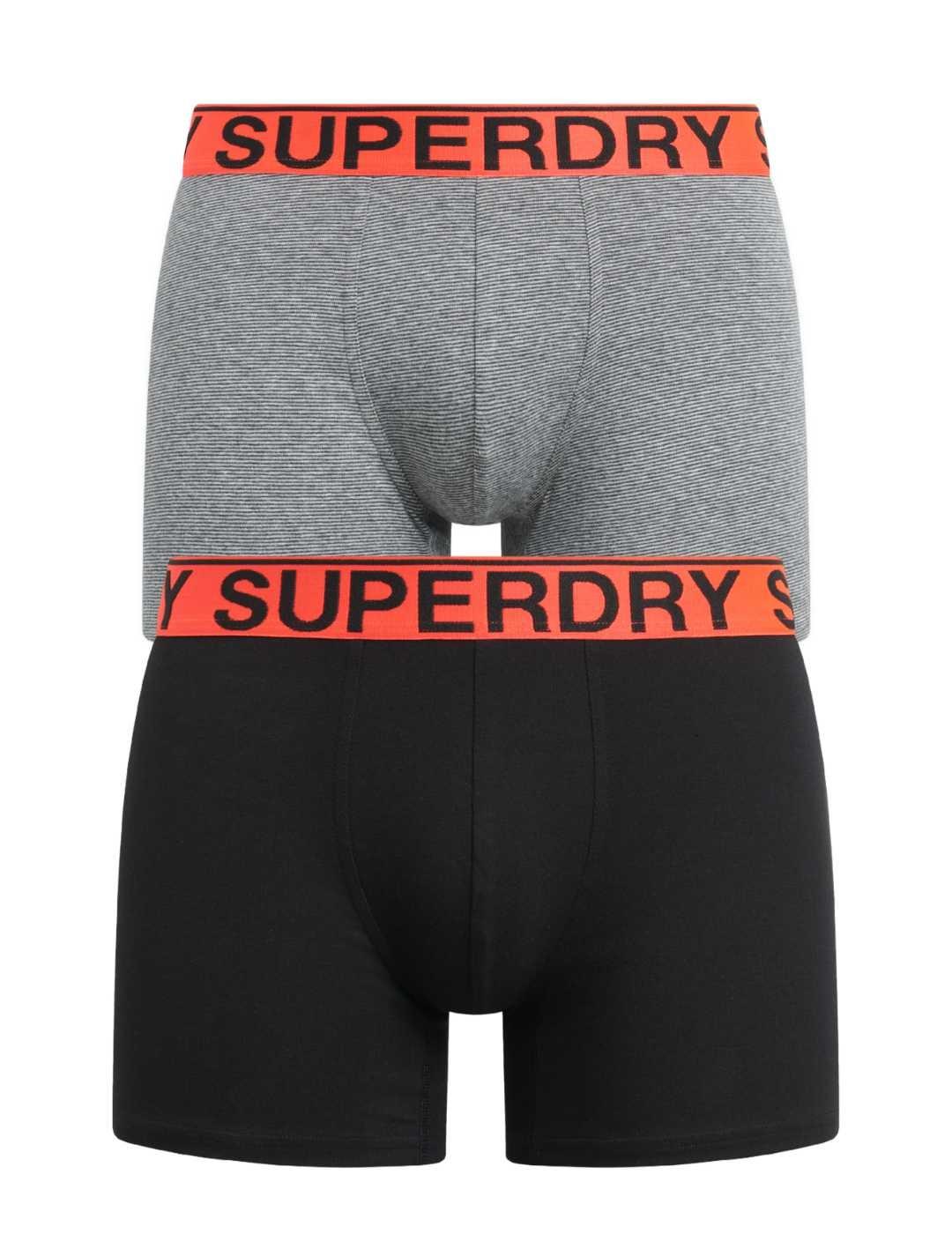 Íntimo Superdry pack de 2 bóxers negro gris para hombre