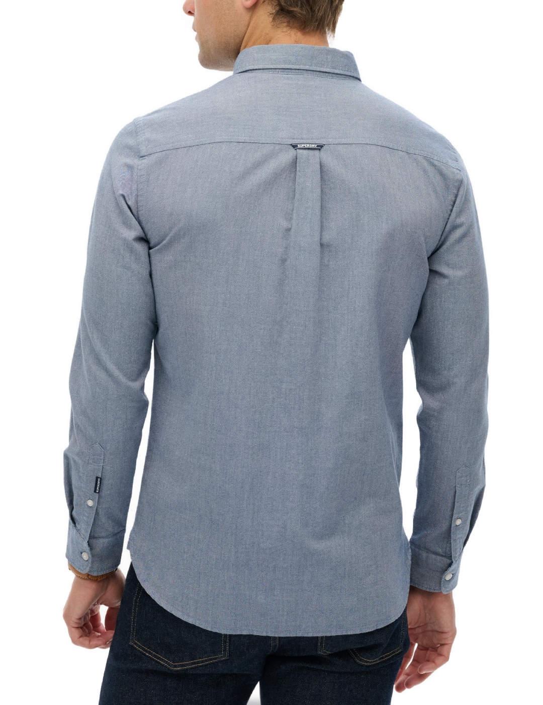 Camisa Superdry Oxford celeste manga larga para hombre