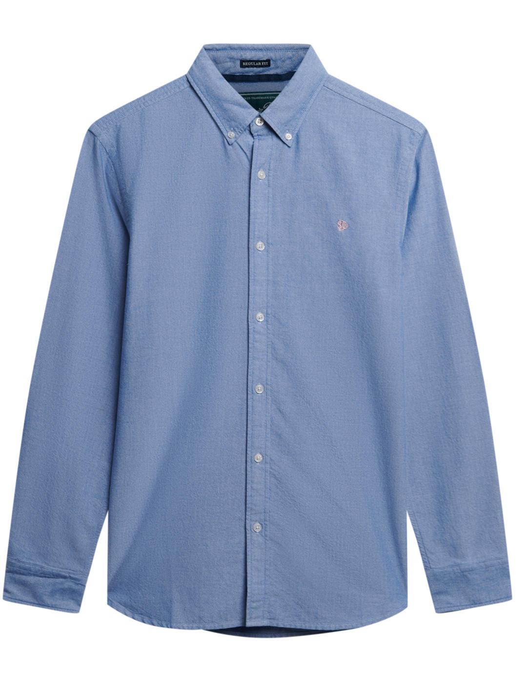 Camisa Superdry Oxford celeste manga larga para hombre