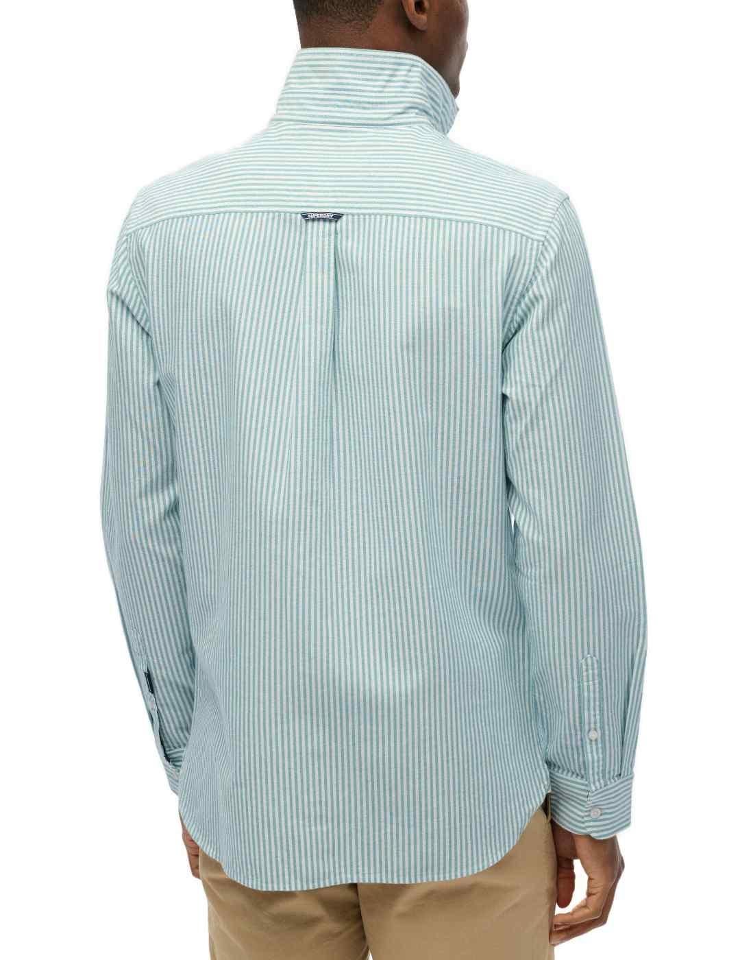 Camisa Superdry Classic Oxford rayas menta para hombre