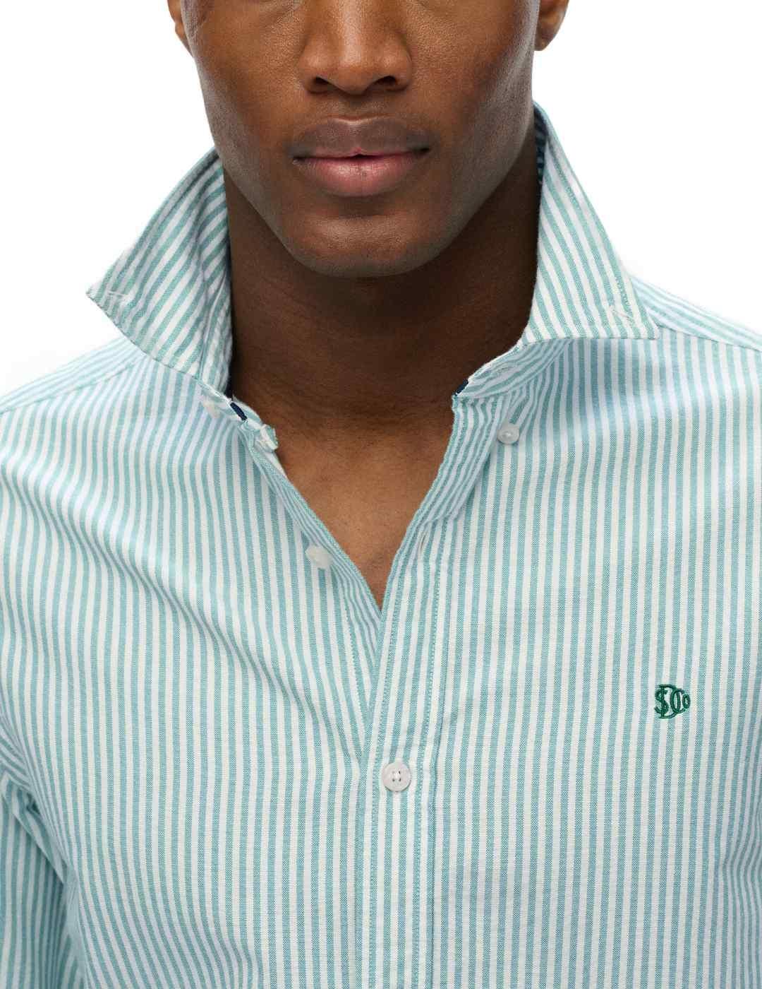 Camisa Superdry Classic Oxford rayas menta para hombre