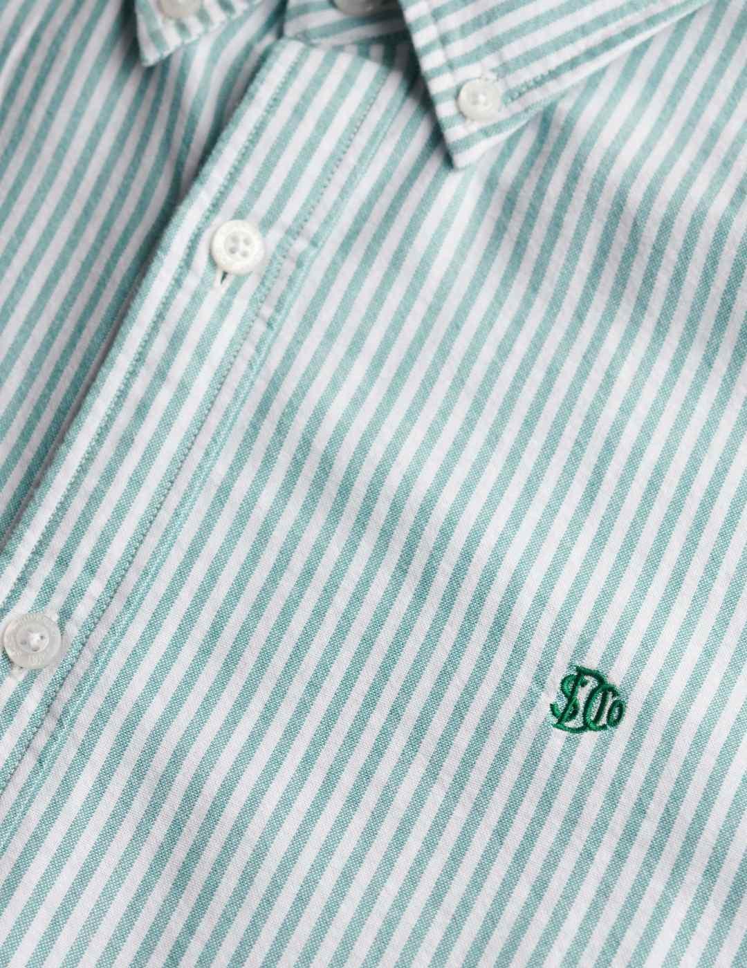 Camisa Superdry Classic Oxford rayas menta para hombre