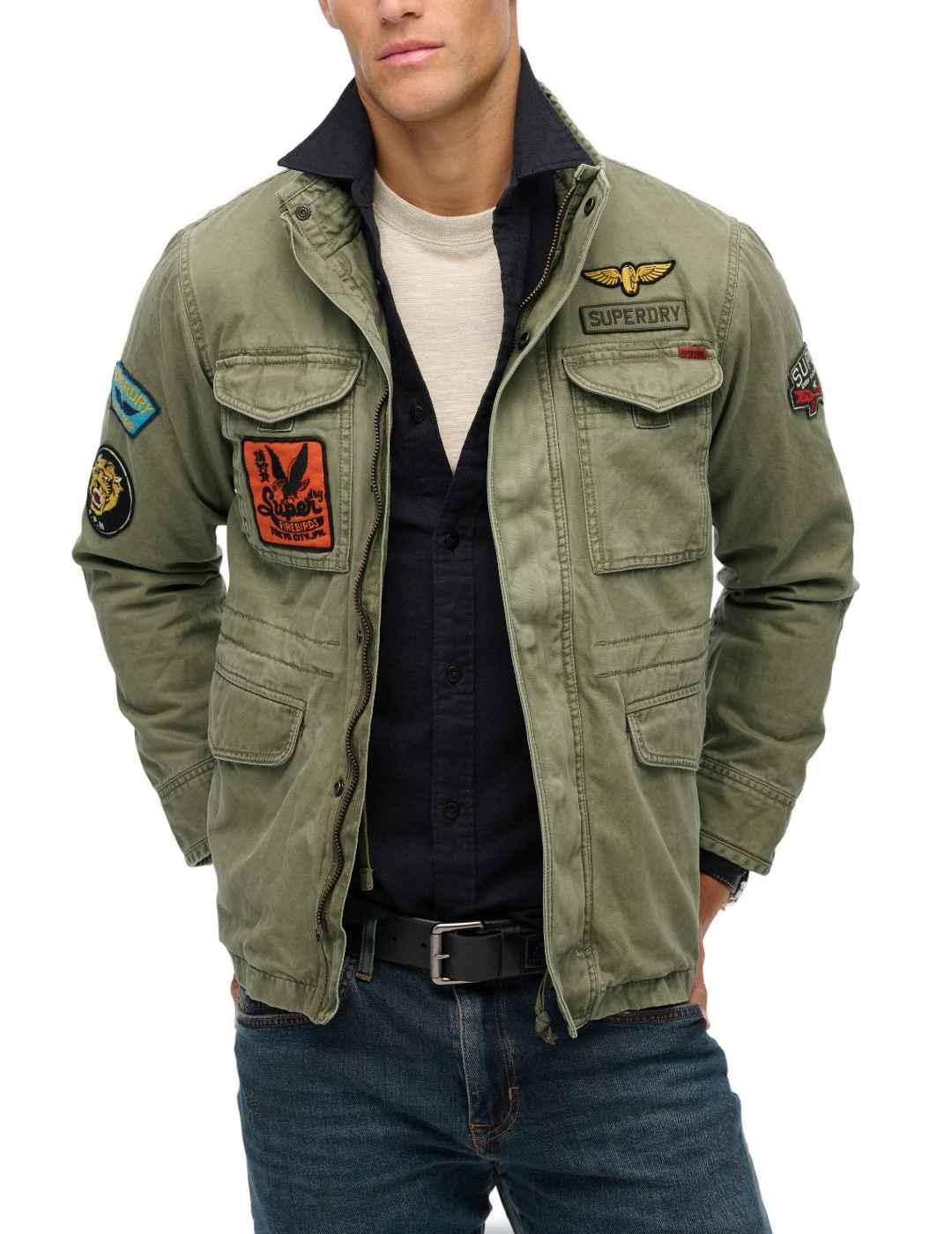 Chaqueta Superdry Patched verde parches para hombre